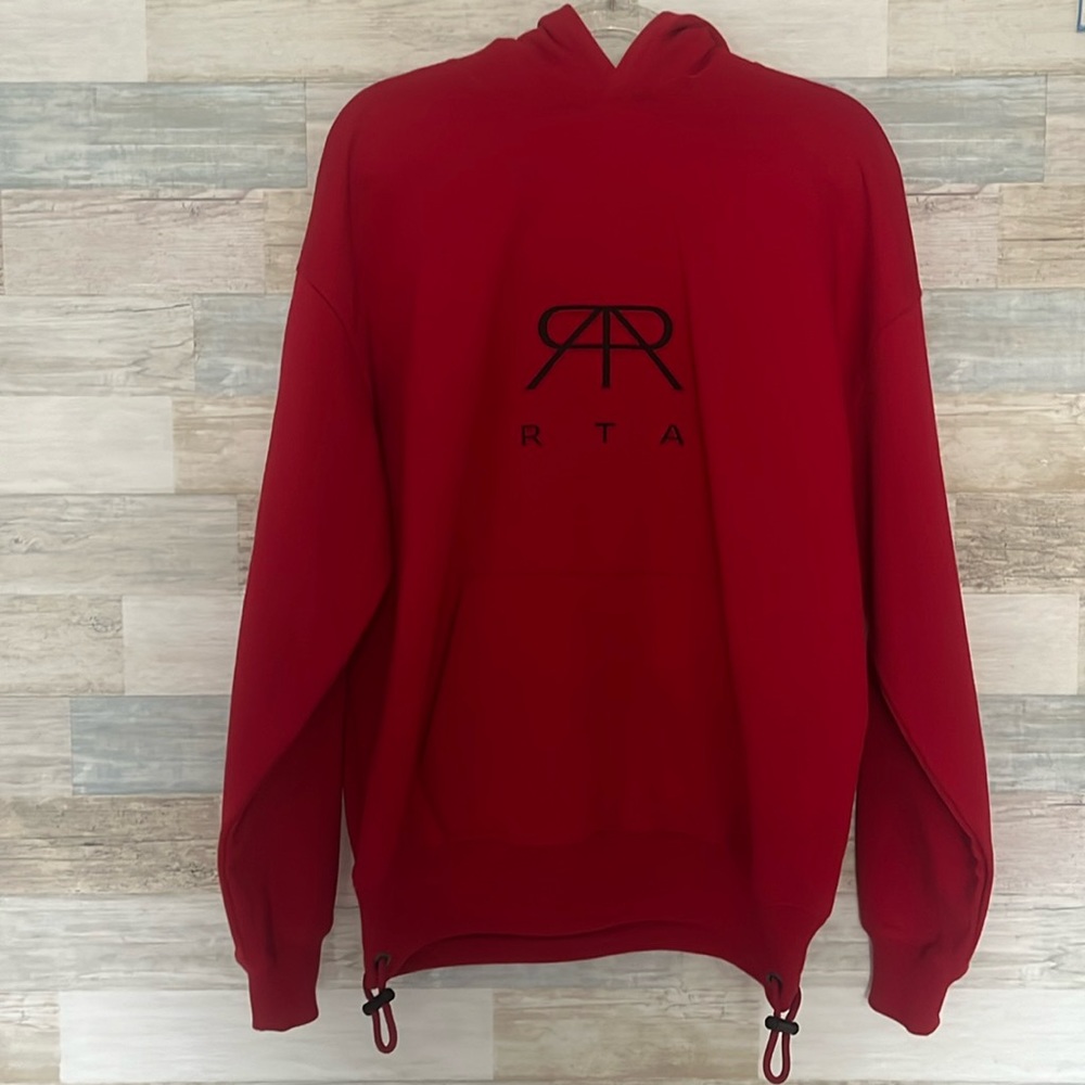 Logo Oversized Pullover Hoodie, Color: Cherry, Size: Small, fits like a Medium
